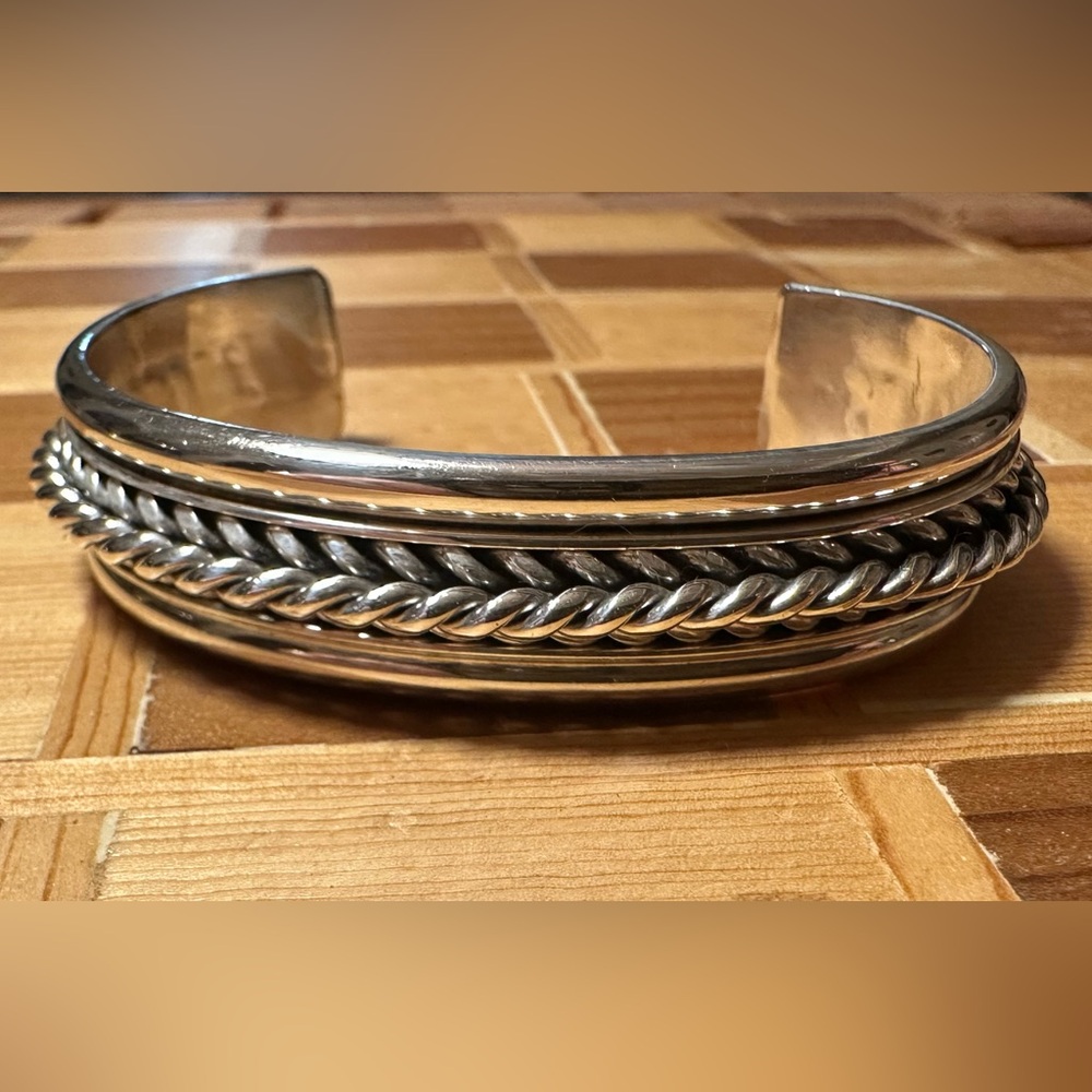 Native American Sterling Silver Navajo Handmade Cuff Bracelet Heavy 55.22 Grams
